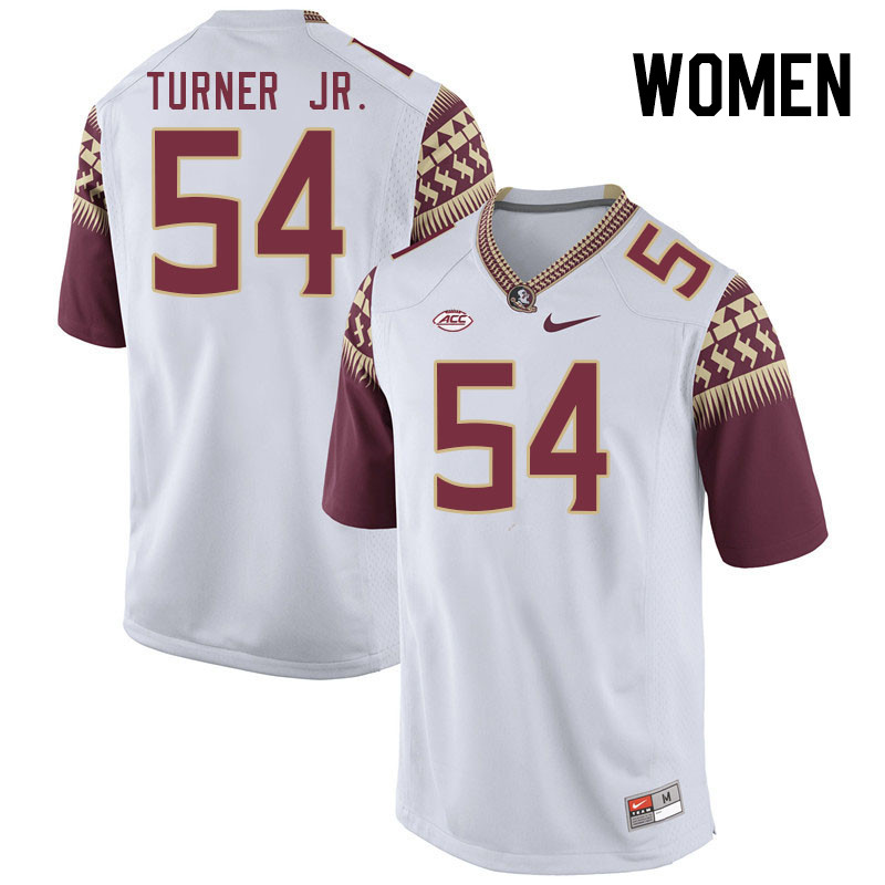 Women #54 Byron Turner Jr. Florida State Seminoles College Football Jerseys Stitched-White